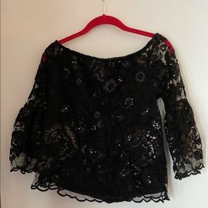 Vince Camino sparkly black lace party top